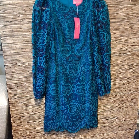 πβ¨ NWT Lilly Pulitzer Georgie Dress β Valencia Teal π Size 00 - Picture 3 of 12